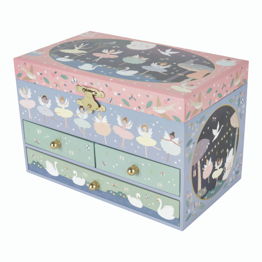 Musical Jewelry Box with 3 Drawers - Enchanted
